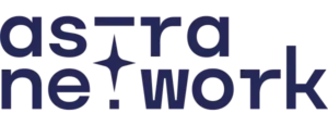 Logo marki Astra Network w granatowym kolorze